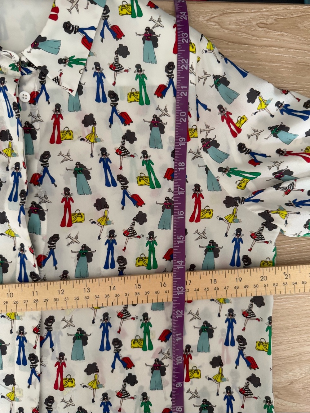 Alice Olivia Large Willa Passport Stace Print Silk Blouse White Colorful Office - Picture 6 of 8